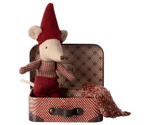 Ratoncito Maileg de navidad en maleta - baby mouse